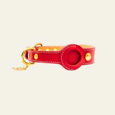 Apple AirTag Compatible Leather Dog Collar